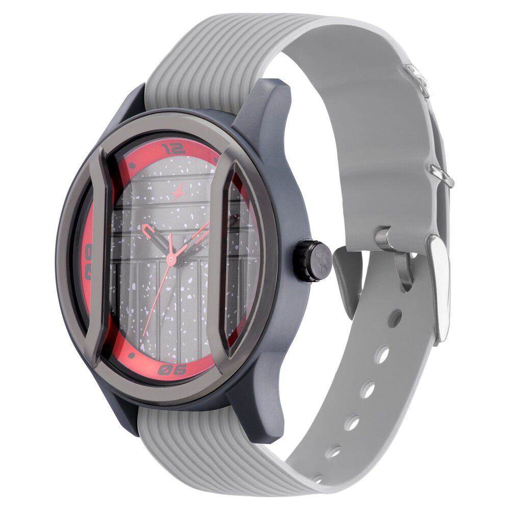 Fastrack Urban Bounce Quartz Analog Grey Dial Silicone Strap Watch
