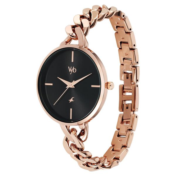 Vyb Spotlight By Fastrack Quartz Analog Black Dial Metal Strap Watch For Girls - image number 3