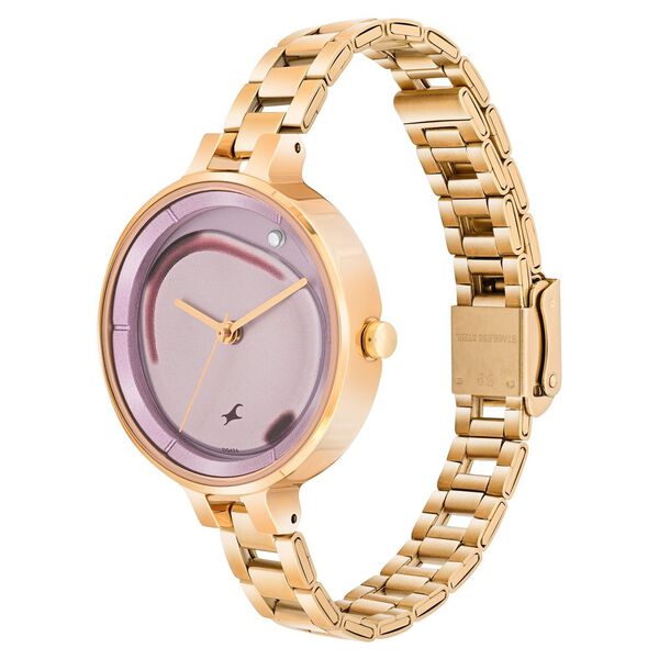 Fastrack MetaWe Quartz Analog Pink Dial Stainless Steel Strap Watch For Girls - image number 2