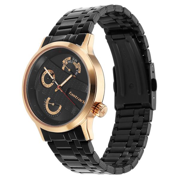 Fastrack Exuberant Quartz Analog Black Dial Metal Strap Watch for Guys - image number 3