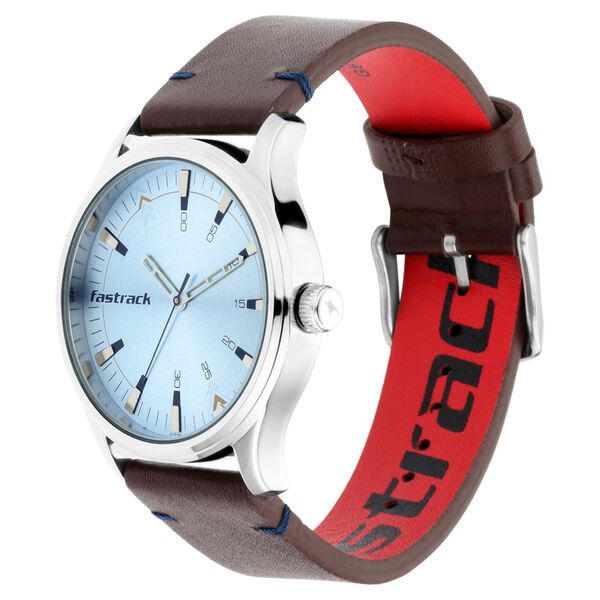 Fastrack I Love Me Quartz Analog Blue Dial Leather Strap Watch for Guys - image number 2