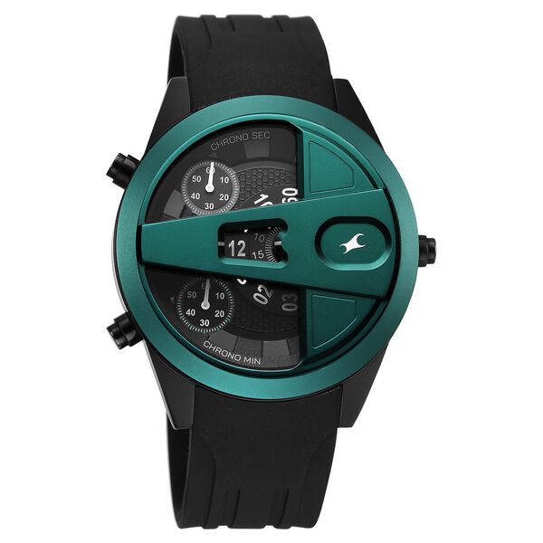 Fastrack Overdrive Chronograph Micromotor Black Dial Black Silicone Strap Watch For Guys - image number 2