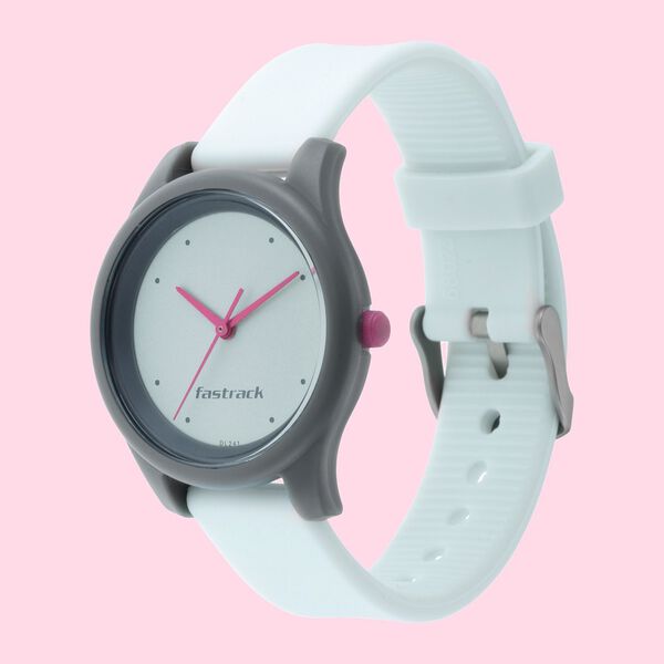 Fastrack Monochrome Quartz Analog Grey Dial Silicone Strap Watch for Girls - image number 2