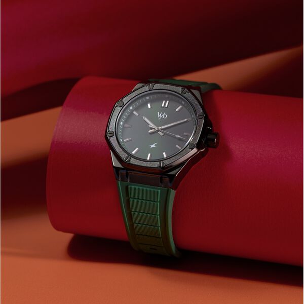 Fastrack Vyb Rebel Quartz Analog Green Dial Green Color Silicone Strap Watch For Guys - image number 0