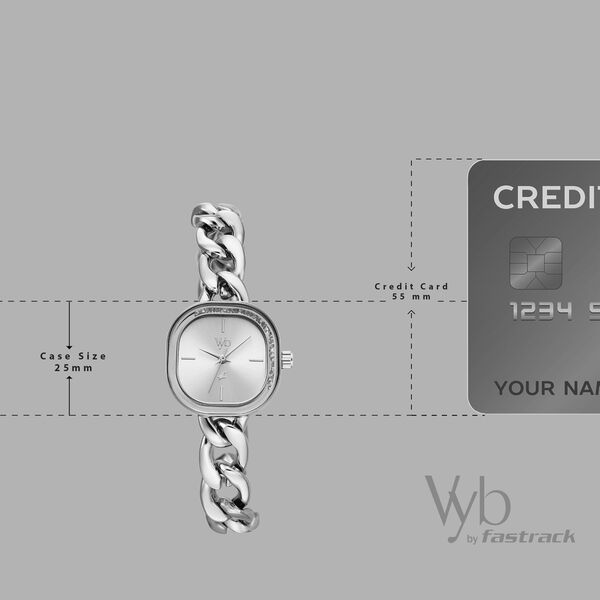 Vyb Starlet By Fastrack Quartz Analog Silver Dial Silver Metal Strap Watch For Girls - image number 3