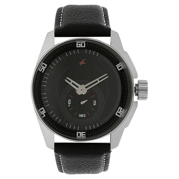 Fastrack Quartz Analog Black Dial Leather Strap Watch for Guys - image number 0
