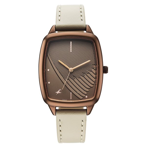 Fastrack Wild Quartz Analog Brown Dial Beige Leather Strap Watch For Girls - image number 0