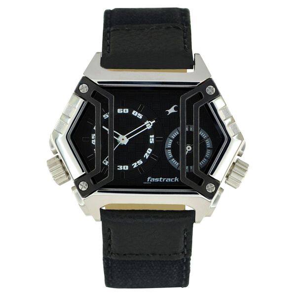 Fastrack Quartz Analog Black Dial Leather Strap Watch for Guys - image number 0