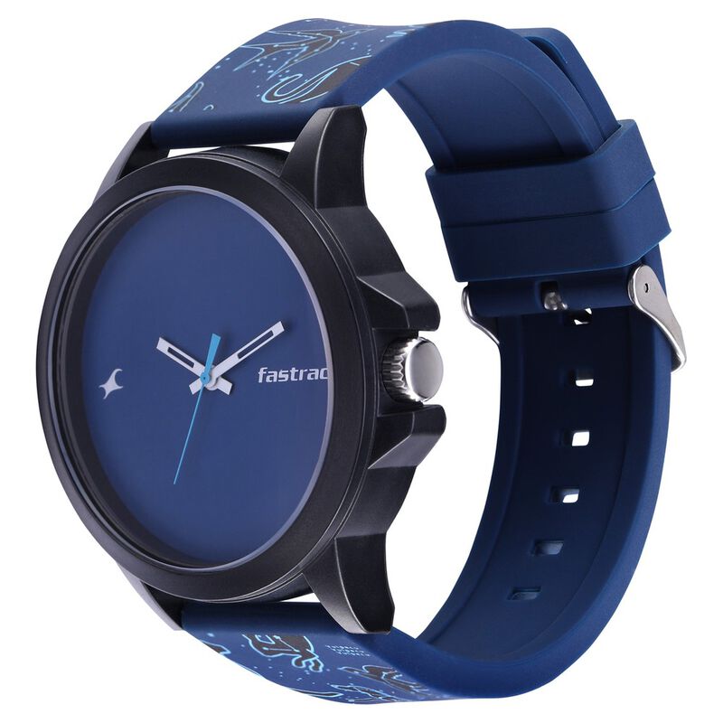 Fastrack Space Rover Quartz Analog Blue Dial Silicone Strap Unisex Watch