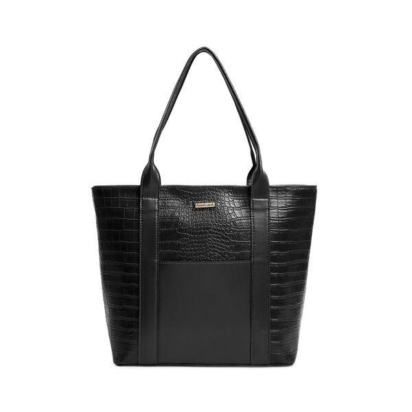 Fastrack Chic Textured Tote Bag for Women | Stylish Casual Bag for Ladies, Women, Girls | Trendy Everyday College Bag Made of High-Quality Faux Leather (Black) - image number 0