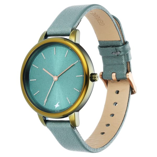 Fastrack Glitch Quartz Analog Blue Dial Leather Strap Watch for Girls - image number 2