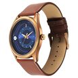 Fastrack Groove Quartz Analog Blue Dial Brown Leather Strap Watch For Guys - image number 2