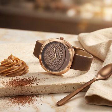 Fastrack Gelato rosegold analog leather strap watch with Chocolate dial for Girls