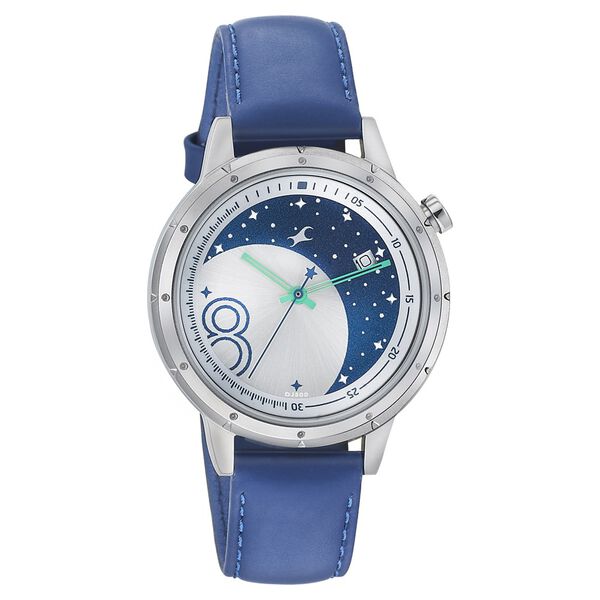 Fastrack Space Rover Quartz Analog with Date Silver Dial Leather Strap Watch for Girls - image number 0