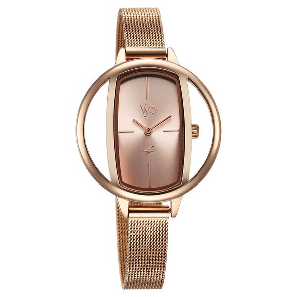 Fastrack Vyb Charmer Quartz Analog Rose Gold Dial Stainless Steel Strap Watch for Girls - image number 2
