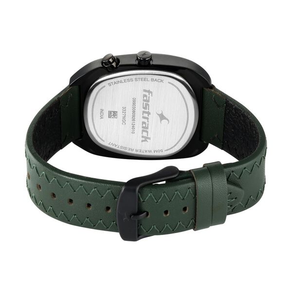 Fastrack Spooky Quartz Multifunction Watch for Men with Dark Green Dial and Green Leather Strap - image number 5