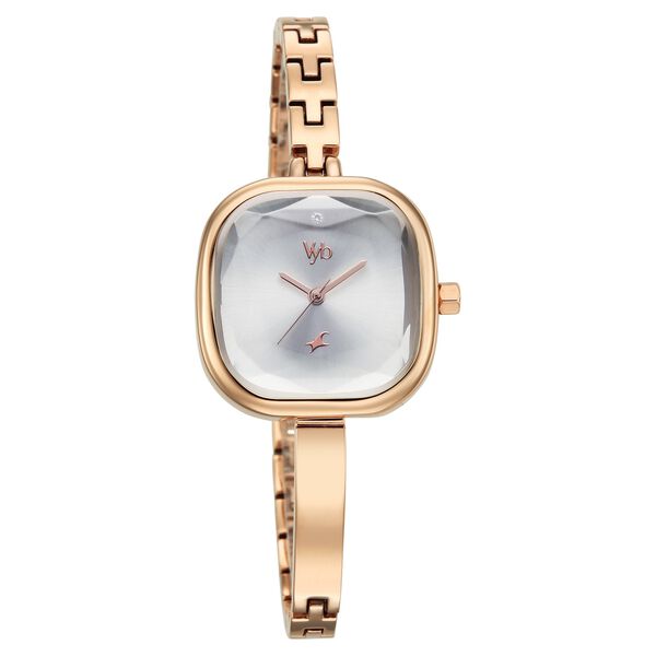 Vyb Aurora By Fastrack Quartz Analog Silver Dial Rose Gold Metal Strap Watch For Girls - image number 1