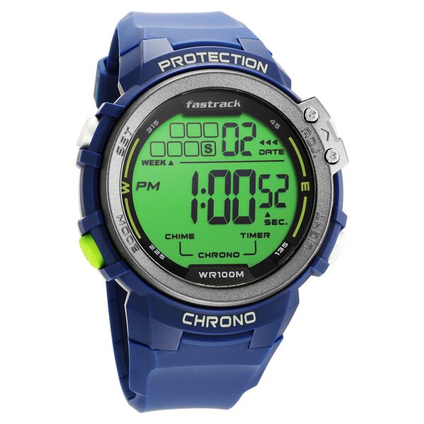 Fastrack Digital Dial Blue Silicone Strap Watch For Guys - image number 2