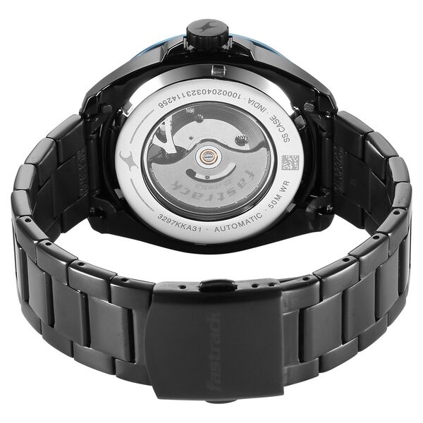 Fastrack Automatics Black Dial Black Stainless Steel Strap Watch For Guys - image number 5