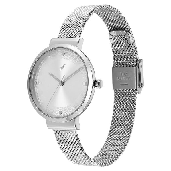 Fastrack Stunners X Quartz Analog Silver Dial Stainless Steel Strap Watch For Girls - image number 2