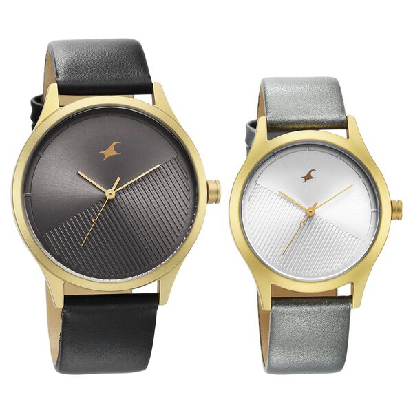 Fastrack Mixmatched Couple Watches with Grey and Silver Dial - image number 0