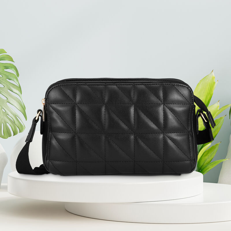 Buy Online Black Quilted Sling Bag f241slmes03bk1 Fastrack