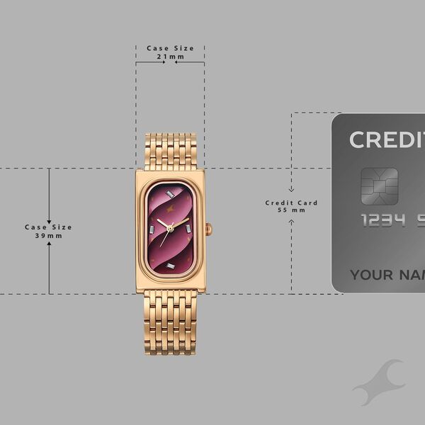 Fastrack Gelato rosegold analog bracelet watch with Plum dial for Girls - image number 3