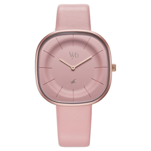 Fastrack Vyb Successor Quartz Analog Pink Dial Leather Strap Watch For Girls - image number 1