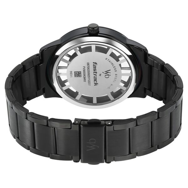 Vyb Horizon By Fastrack Quartz Analog Black Dial Grey Stainless Steel Strap Watch For Guys - image number 6