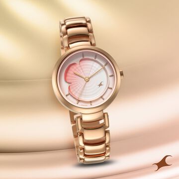 Fastrack Uptown Retreat Quartz Analog Pink Dial Metal Strap Watch for Girls