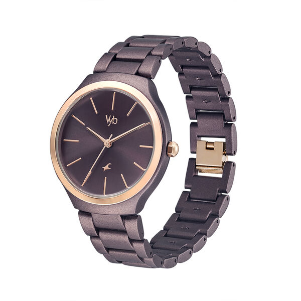 Fastrack Vyb Slayer Quartz Analog Maroon Dial Metal Strap Watch for Girls - image number 3