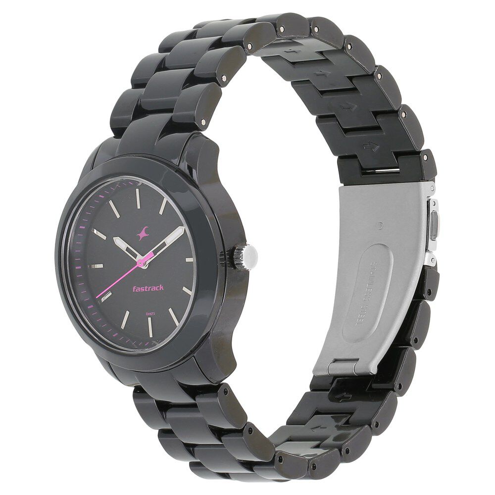 Fastrack Trendies Quartz Analog Black Dial Plastic Strap Watch for