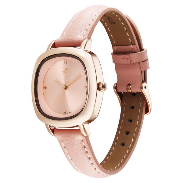 Fastrack Stunners Quartz Analog Rose Gold Dial Rose Gold Leather Strap Watch For Girls - image number 2