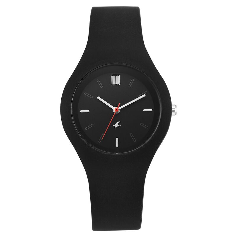 Buy Online Fastrack Tweens Quartz Analog Black Dial Black Silicone
