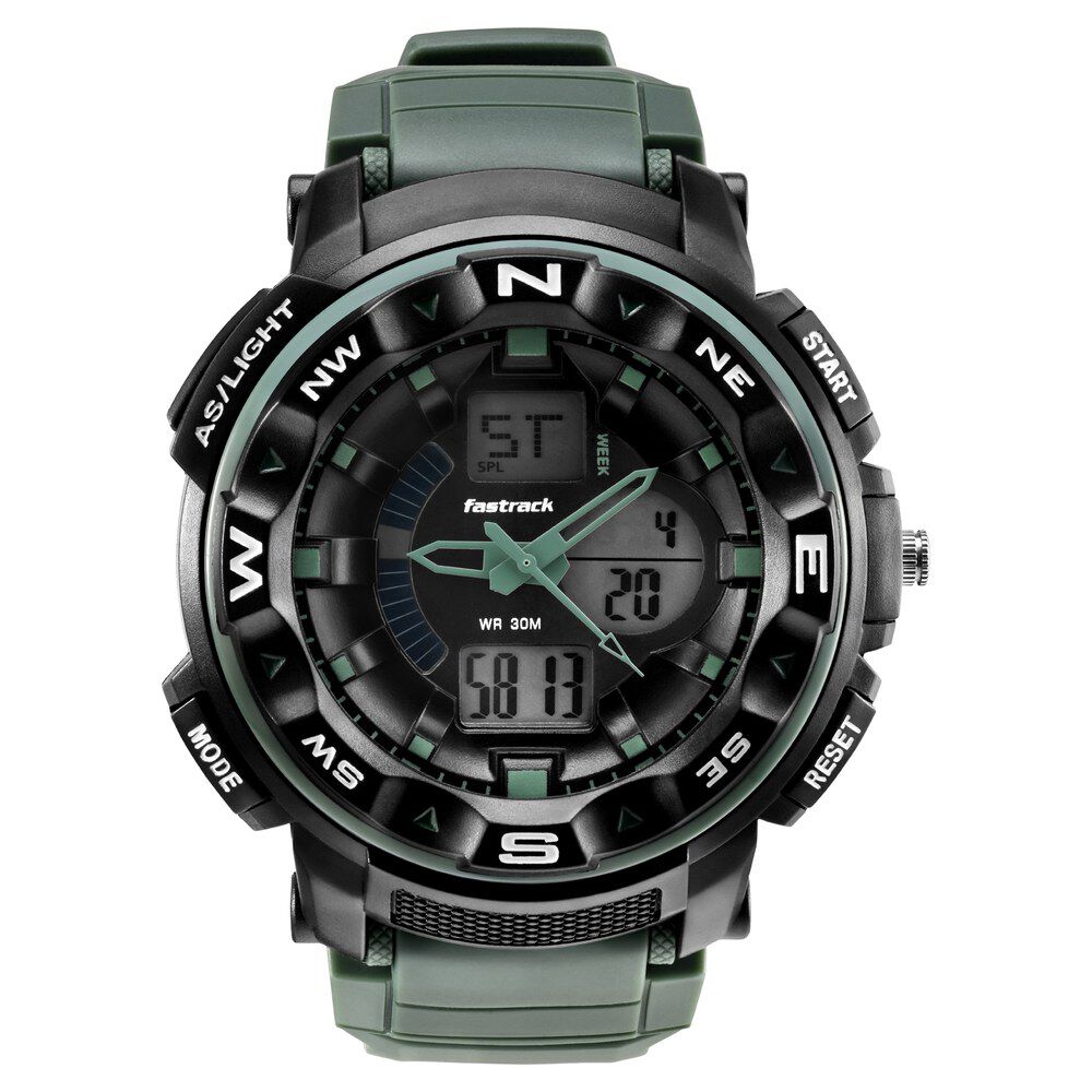 Fastrack AnaDigi Black Dial Plastic Strap Unisex Watch