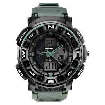 Fastrack AnaDigi Black Dial Green Colour Plastic Strap Unisex Watch
