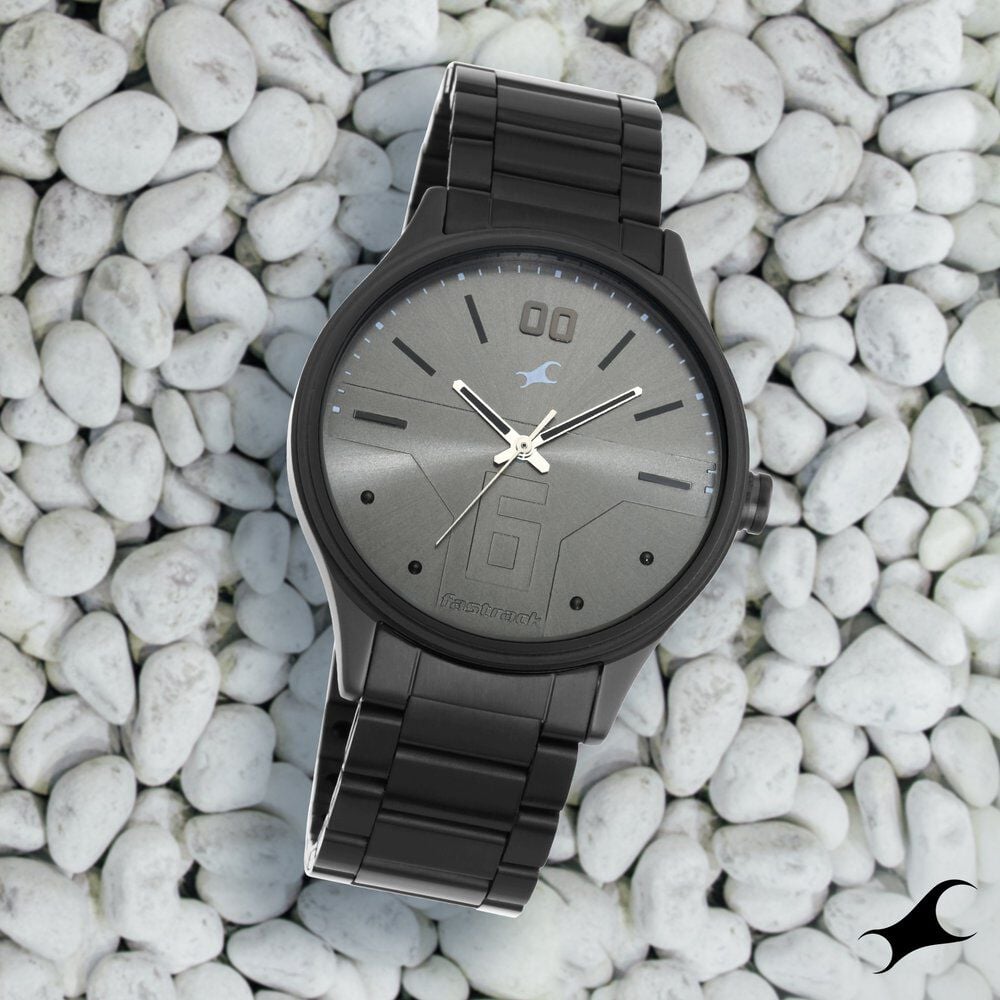Fastrack Bare Basics Quartz Analog Grey Dial Stainless Steel Strap