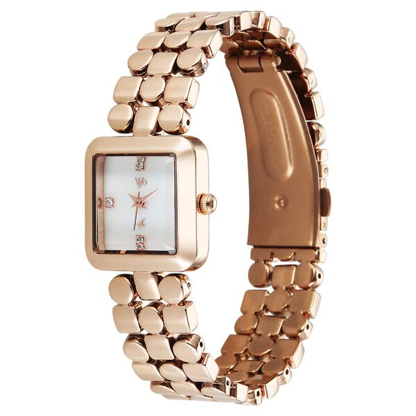 Vyb Iconiqu? By Fastrack Quartz Analog Mother of Pearl Dial Rose Gold Metal Strap Watch For Girls - image number 4