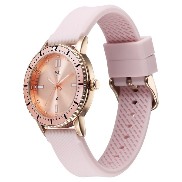 Vyb Manifester By Fastrack Quartz Analog Pink Dial Silicone Strap Watch For Girls - image number 3
