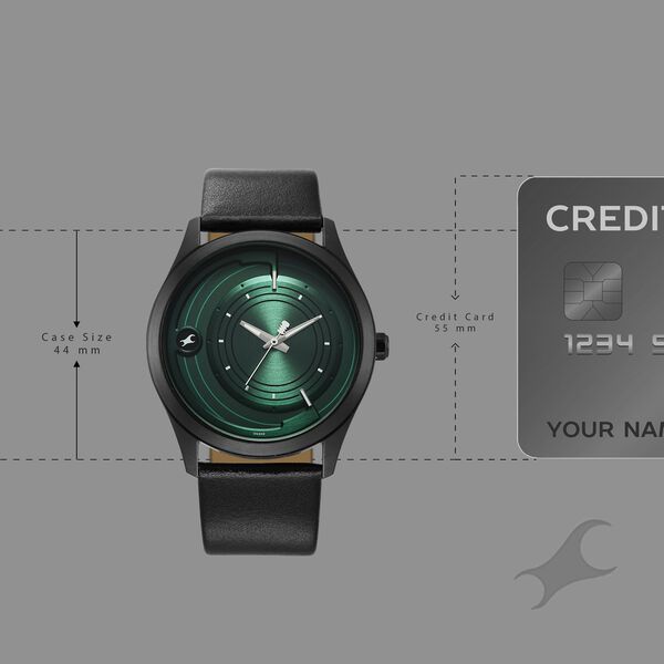 Fastrack Groove Quartz Analog Green Dial Black Leather Strap Watch For Guys - image number 3