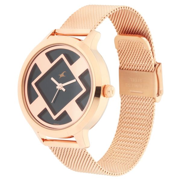 Fastrack Fit Outs Quartz Analog Black Dial Metal Strap Watch for Girls - image number 2