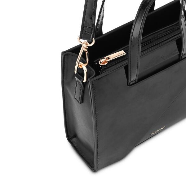 Fastrack Sling Satchel with Patent Faux-Leather Texture in Black - image number 5