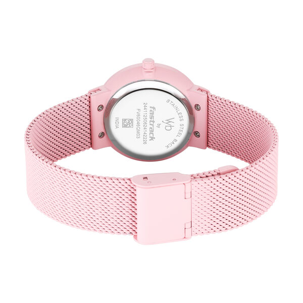 Fastrack Vyb Bliss Quartz Analog Pink Dial Pink Color Metal Strap Watch For Girls - image number 5
