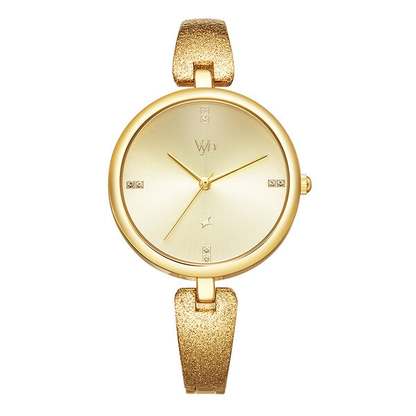 Fastrack Vyb Diva Quartz Analog Golden Dial Metal Strap Watch for Girls - image number 0