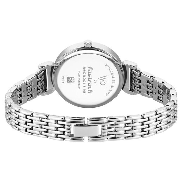 Fastrack Vyb Charmer Quartz Analog Green Dial Silver Color Metal Strap Watch For Girls - image number 5