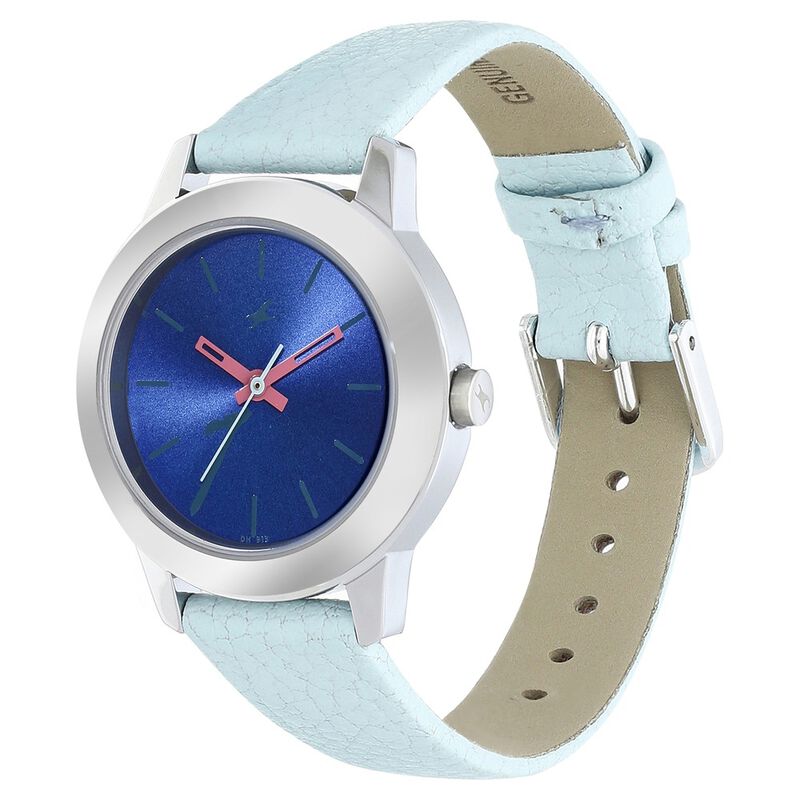 Fastrack Tropical Waters Quartz Analog Blue Dial Leather Strap Watch ...