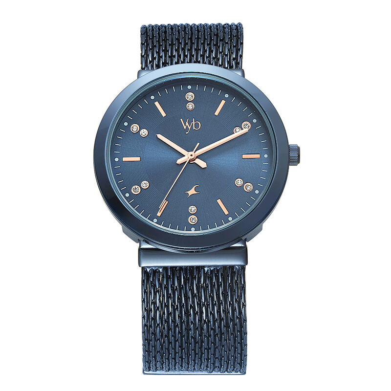 Buy Online Fastrack Vyb Flare Quartz Analog Blue Dial Metal Strap