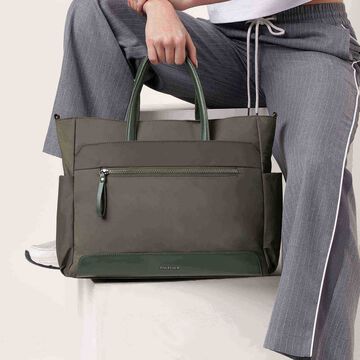 Nylon edit laptop tote -  olive