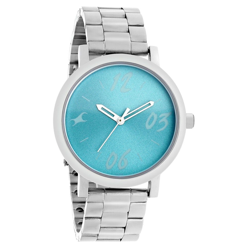 Buy Online Fastrack Tropical Waters Quartz Analog Green Dial Metal Strap Watch for Girls ns68010sm07 Fastrack