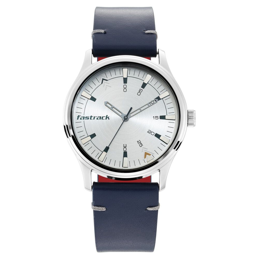 Buy Online Fastrack I Love Me Quartz Analog Silver Dial Leather Strap Watch for Guys nr3236sl01 Fastrack